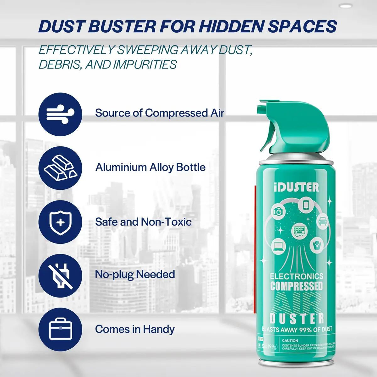 iDuster Compressed Air Duster for Electronics - 2x 3.5oz Cans | Powerful Dust Removal for Keyboards & PCs - view 4