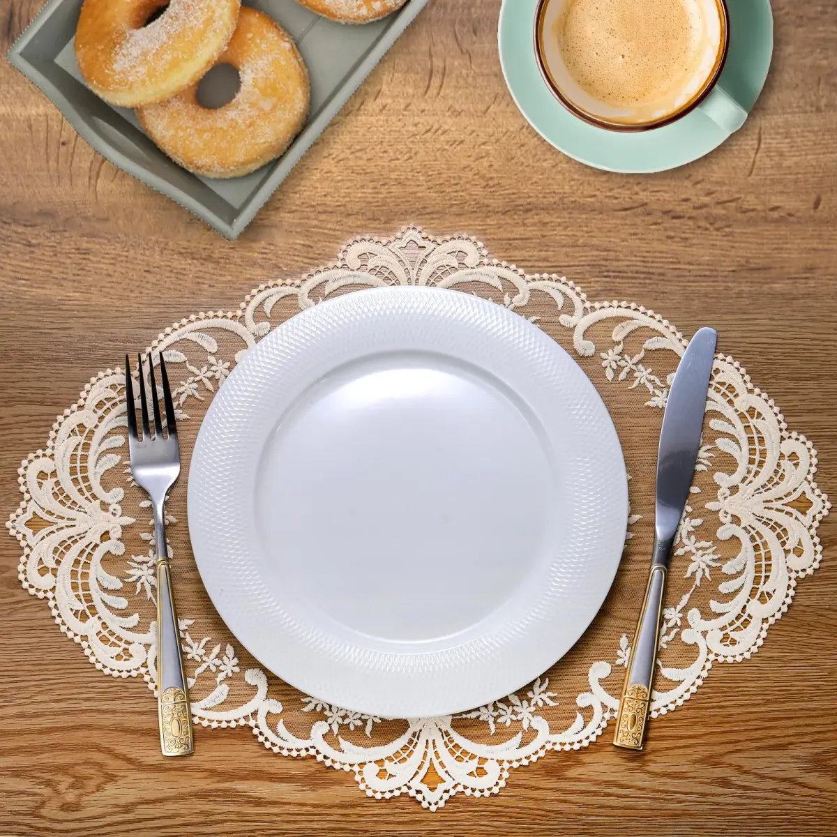 Mezchi Retro French Style Lace Placemats 30cm (12'') x 40cm (16'') Oval, Set of 6 | Elegant Victorian Decor for Dining Tables - view 7