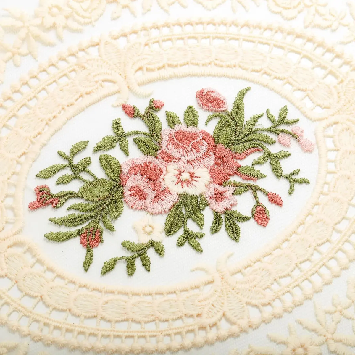 Mezchi Retro French Style Lace Placemats 30cm (12'') x 40cm (16'') Oval, Set of 6 | Elegant Victorian Decor for Dining Tables - view 3