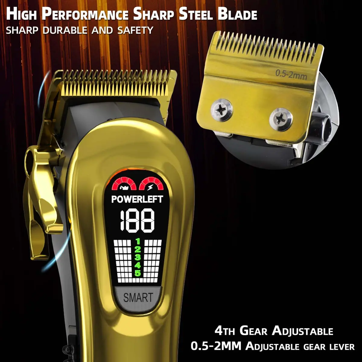 TCMKY Hair Clipper for Men Rechargeable & Corded | Powerful Steel Blade, LED Display, Low Noise (70-120 chars) - view 4