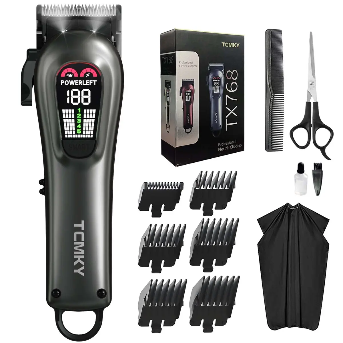TCMKY Hair Clippers for Men Rechargeable Cordless & Corded | Powerful Alloy Steel Blade, LED Display, Light & Quiet Operation - main product image