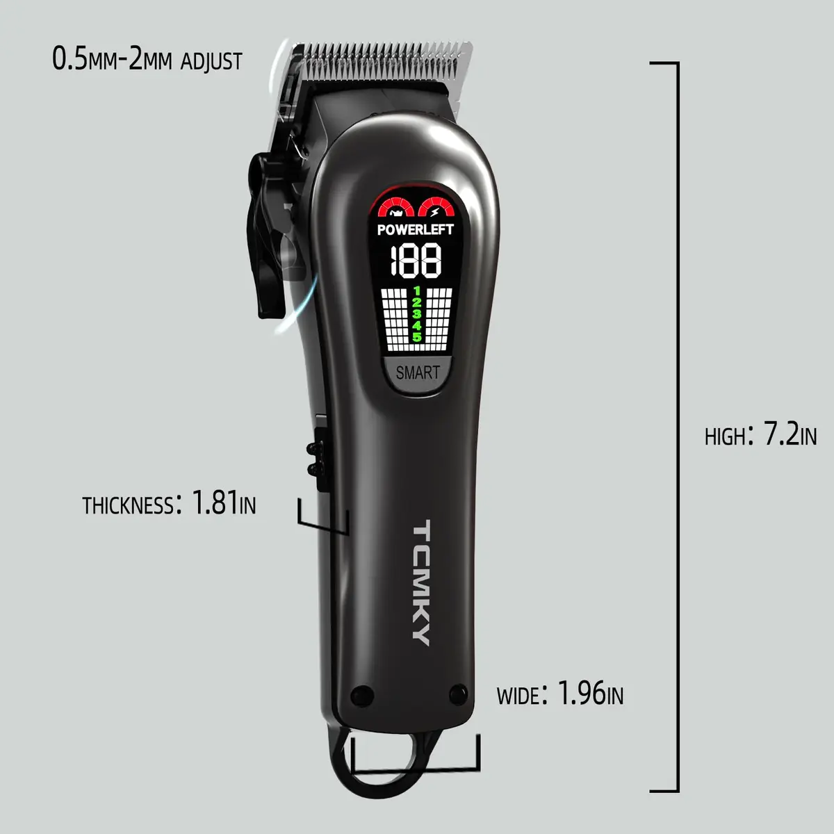 TCMKY Hair Clippers for Men Rechargeable Cordless & Corded | Powerful Alloy Steel Blade, LED Display, Light & Quiet Operation - view 7