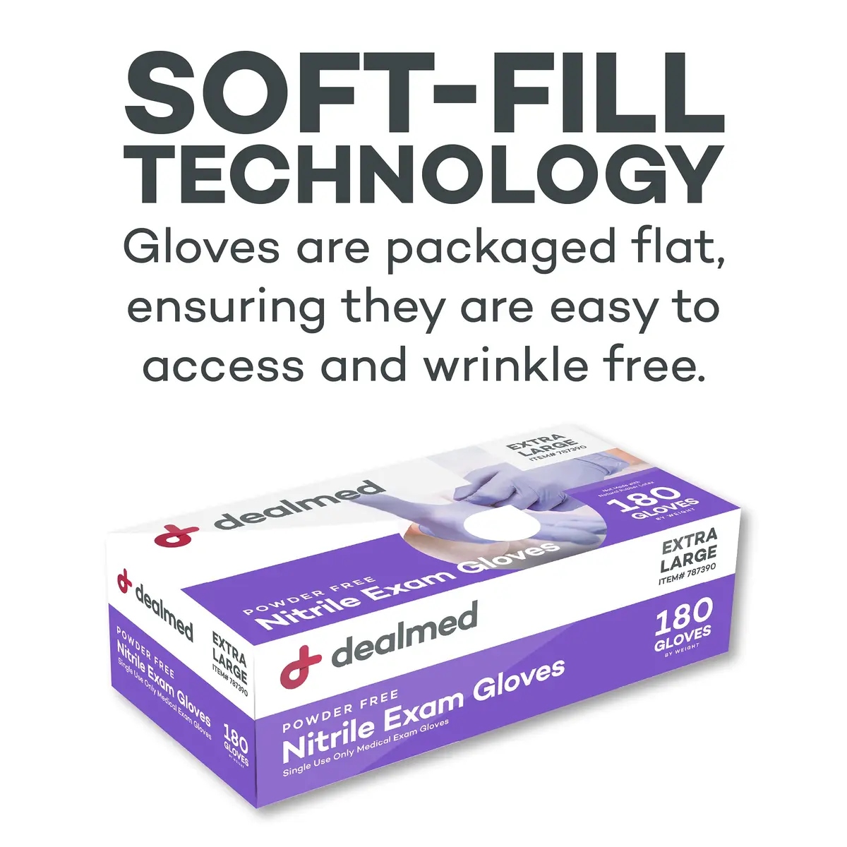 Dealmed Nitrile Exam Gloves X-Large Purple | Bulk Pack of 840 Boxes - view 7