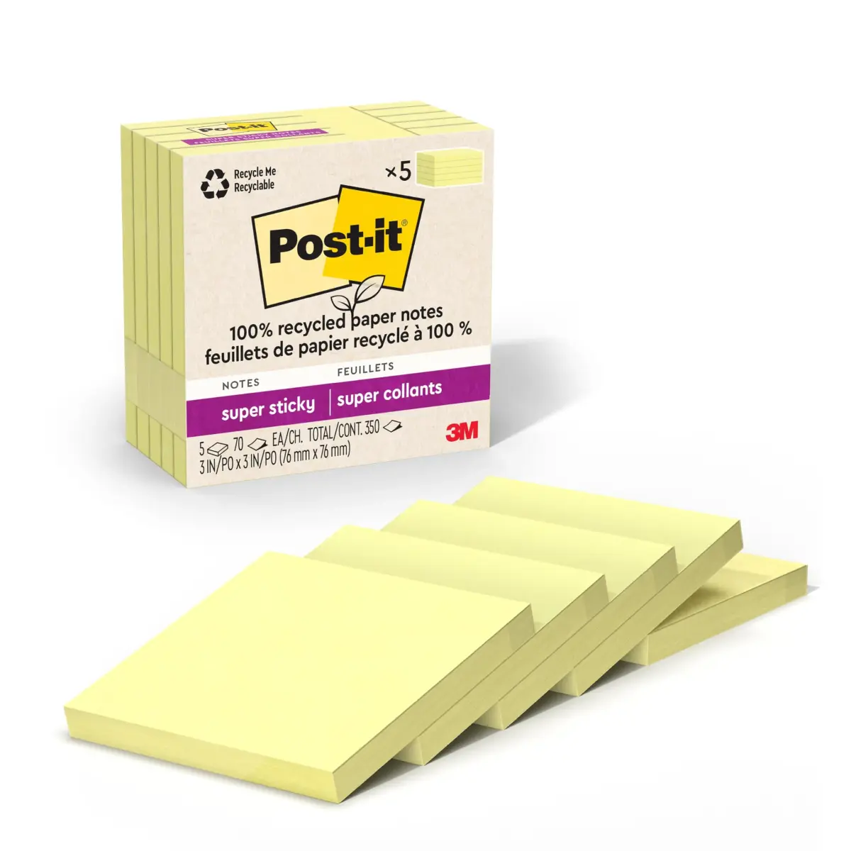 Post-it Super Sticky Notes Wanderlust Pastels Collection 3x3 in, 70 Sheets/Pad, 24 Pads | 2X Sticking Power, Recycled Paper - main product image