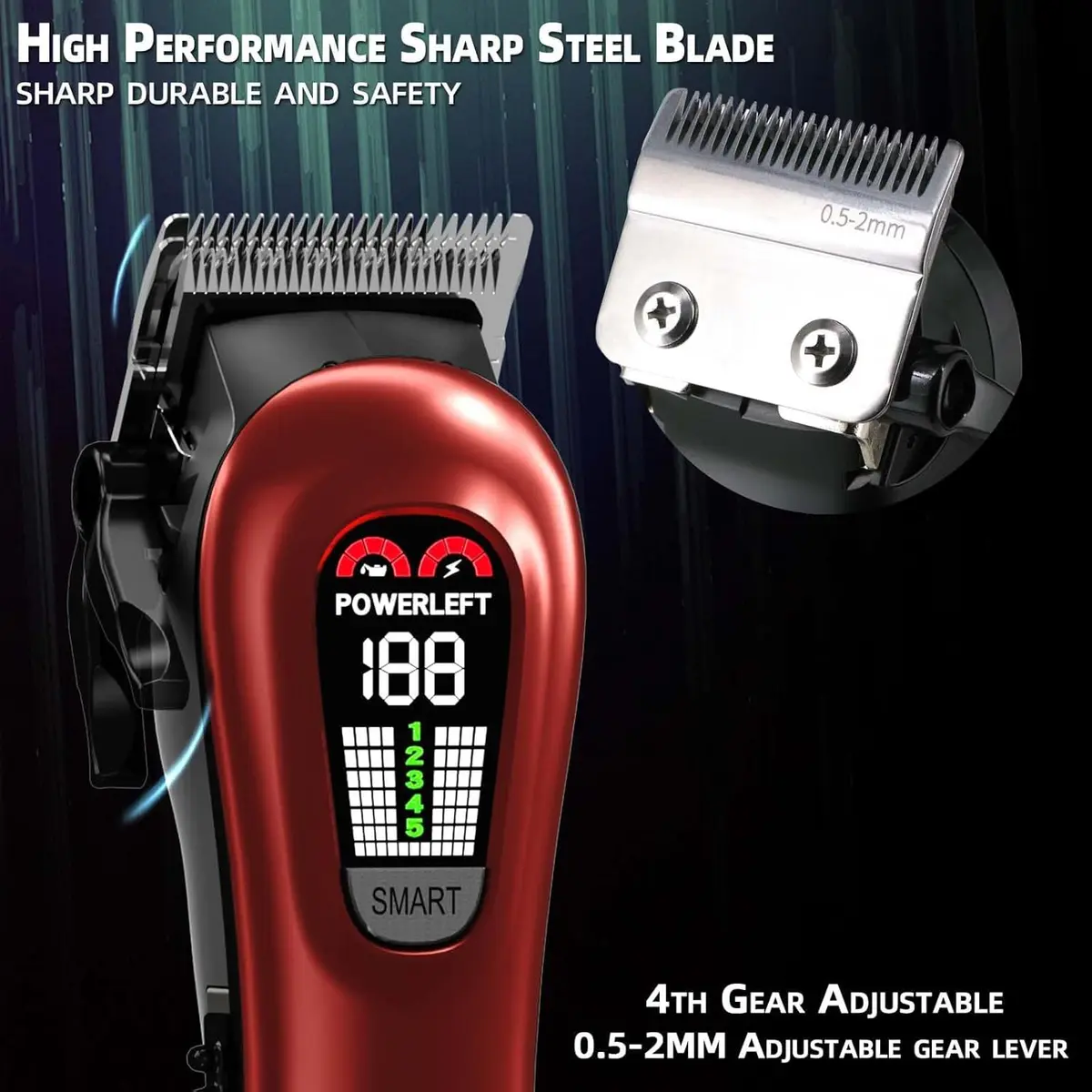 TCMKY Hair Clippers for Men Rechargeable Cordless & Corded | Powerful Steel Blade, LED Display, 200 Min Run - view 4