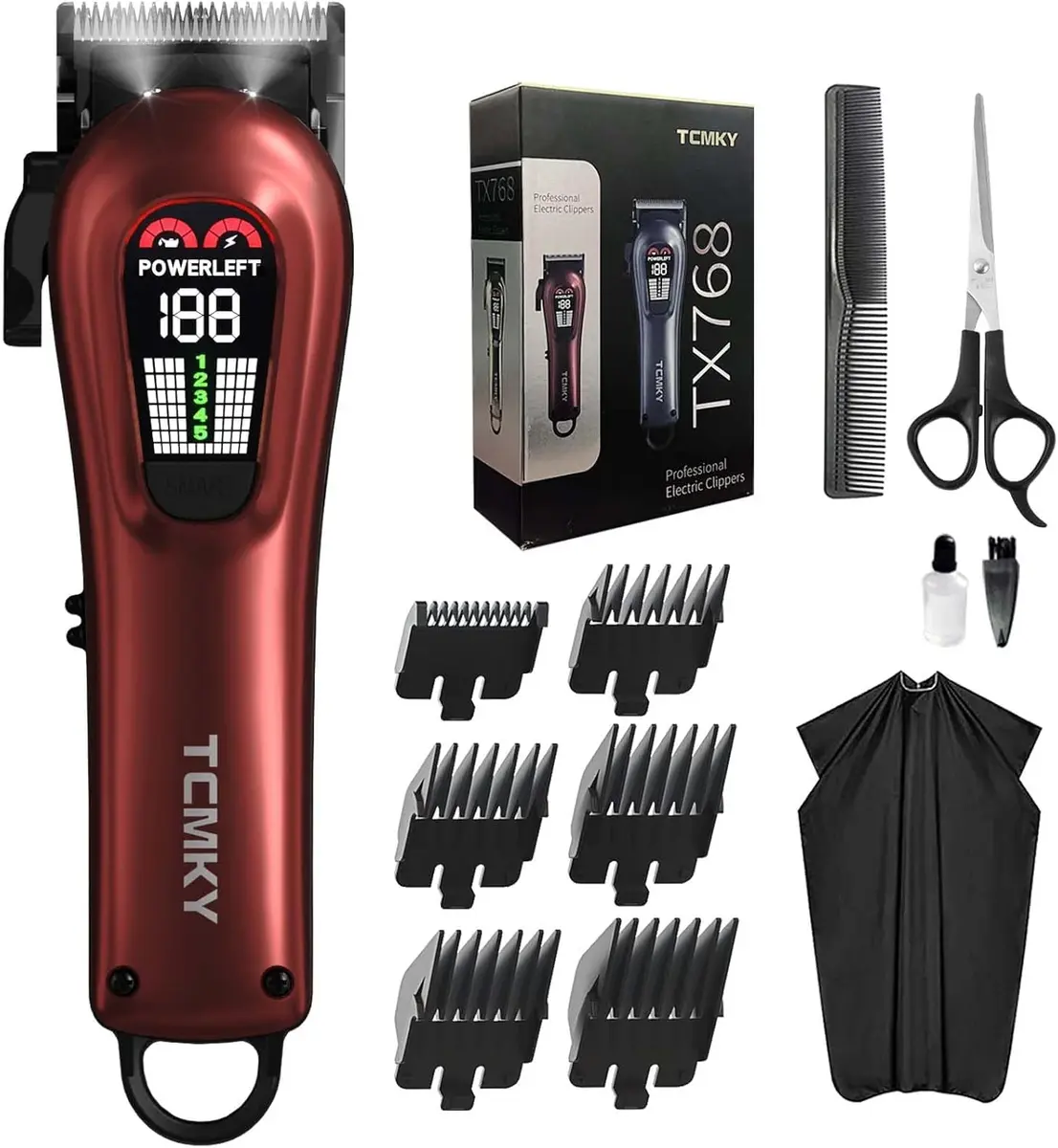 TCMKY Hair Clippers for Men Rechargeable Cordless & Corded | Powerful Steel Blade, LED Display, 200 Min Run - main product image