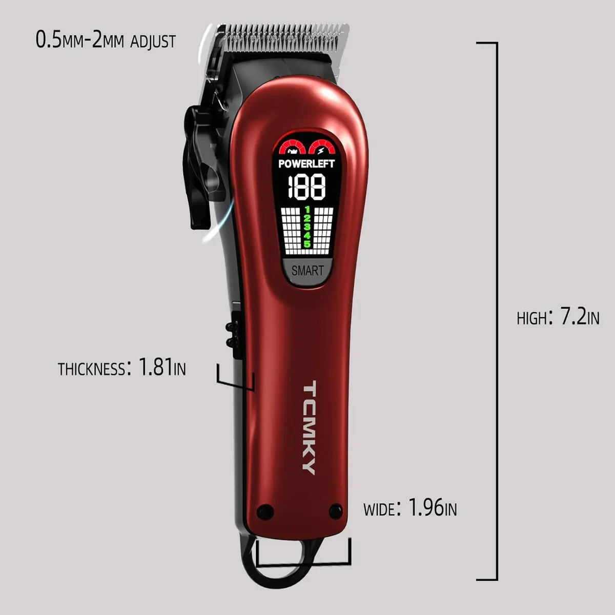 TCMKY Hair Clippers for Men Rechargeable Cordless & Corded | Powerful Steel Blade, LED Display, 200 Min Run - view 7
