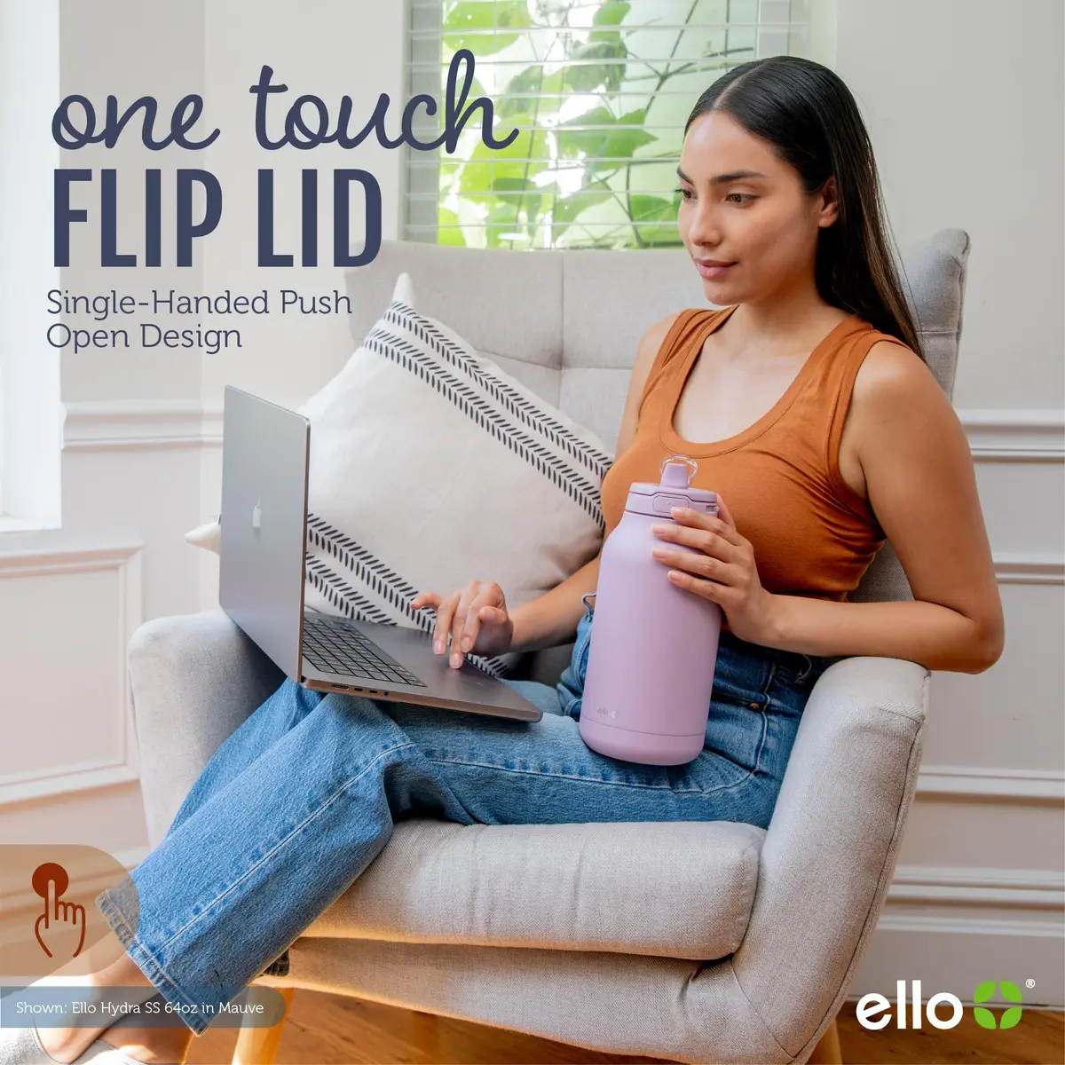 Ello Hydra 64oz Half Gallon Vacuum Insulated Stainless Steel Jug, Blue | Leakproof, Cold 40+ Hours, Easy Clean - view 7