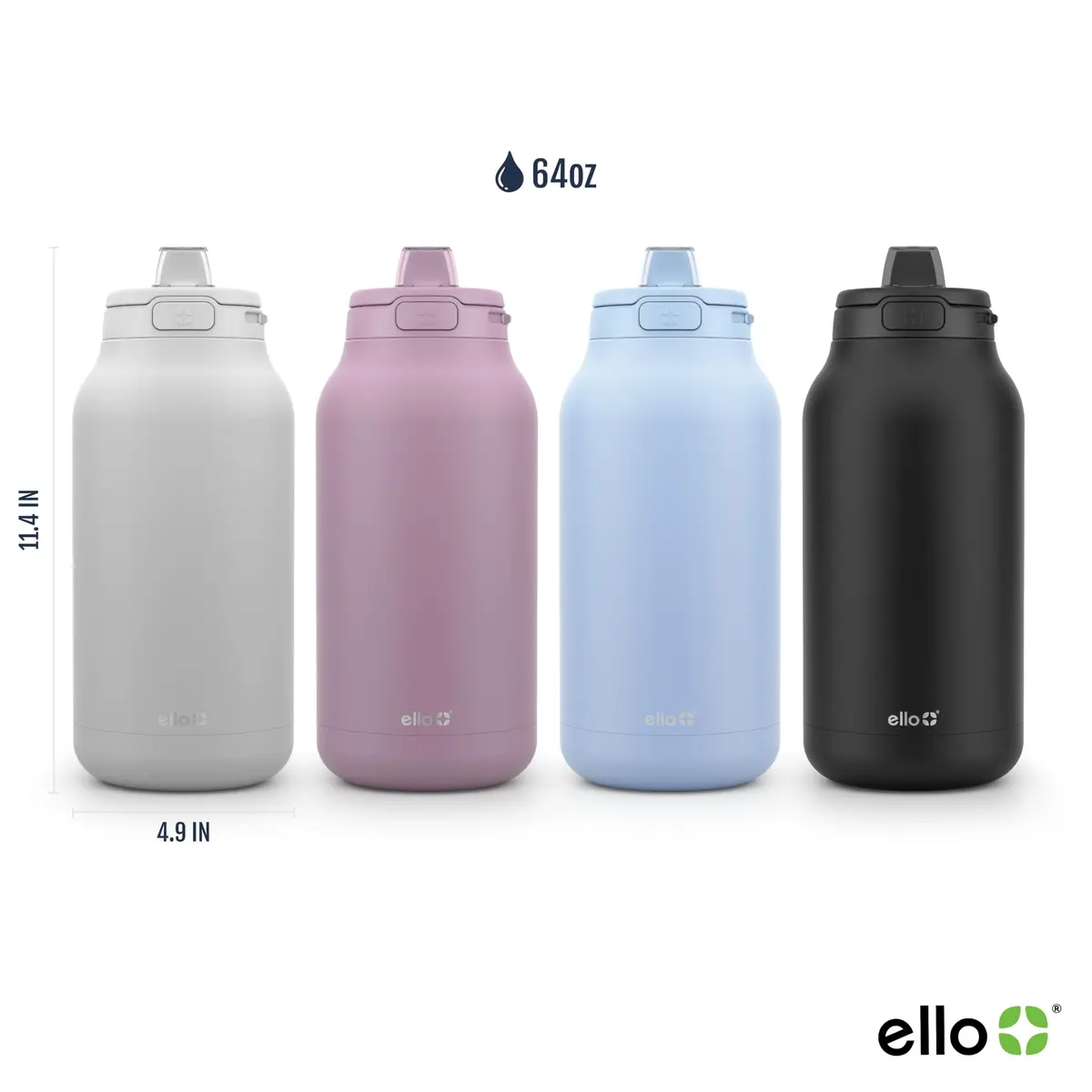 Ello Hydra 64oz Half Gallon Vacuum Insulated Stainless Steel Jug, Blue | Leakproof, Cold 40+ Hours, Easy Clean - view 4