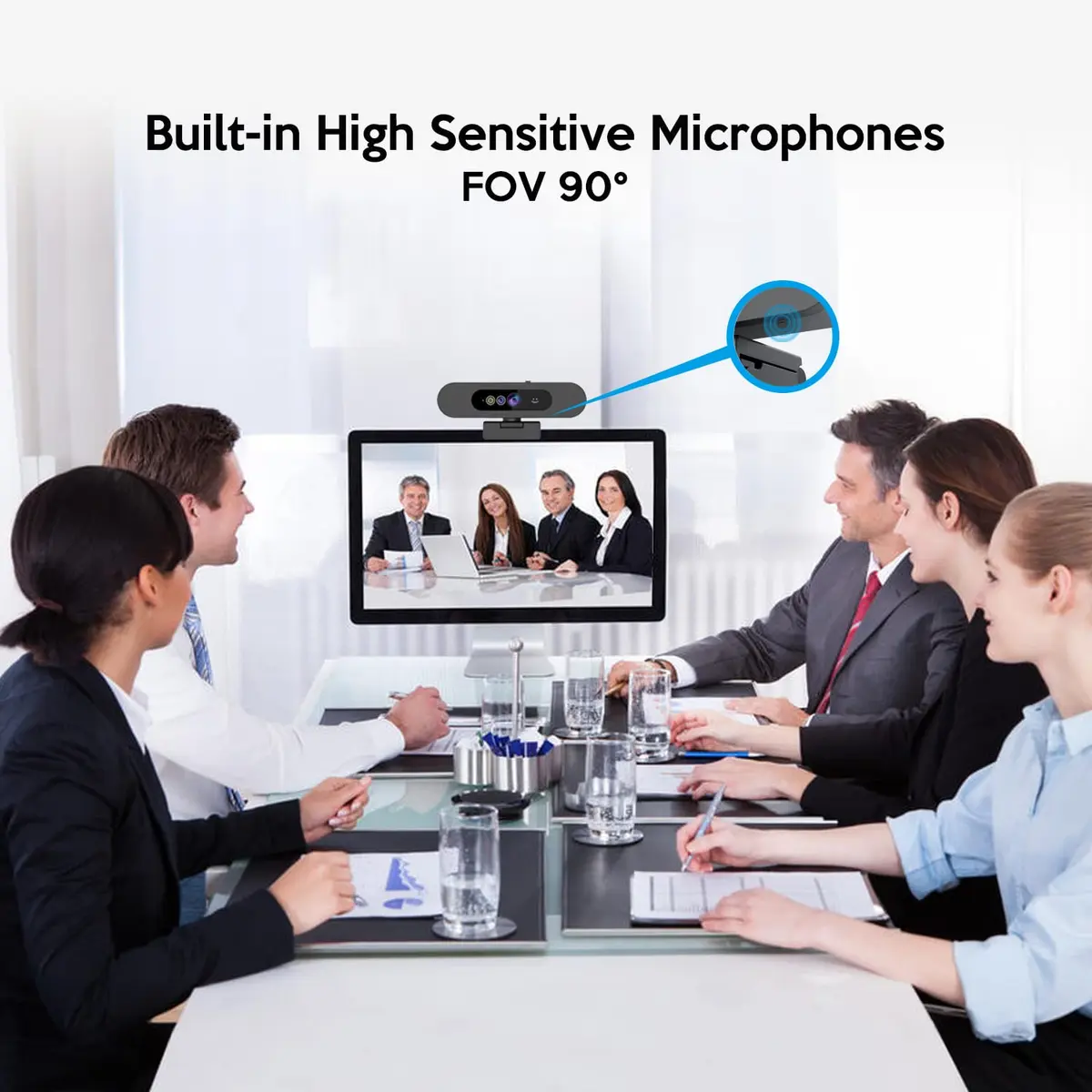 TOALLIN 1080P Webcam with Windows Hello, IR Facial Recognition | Full HD, Privacy Cover, Microphone - view 4