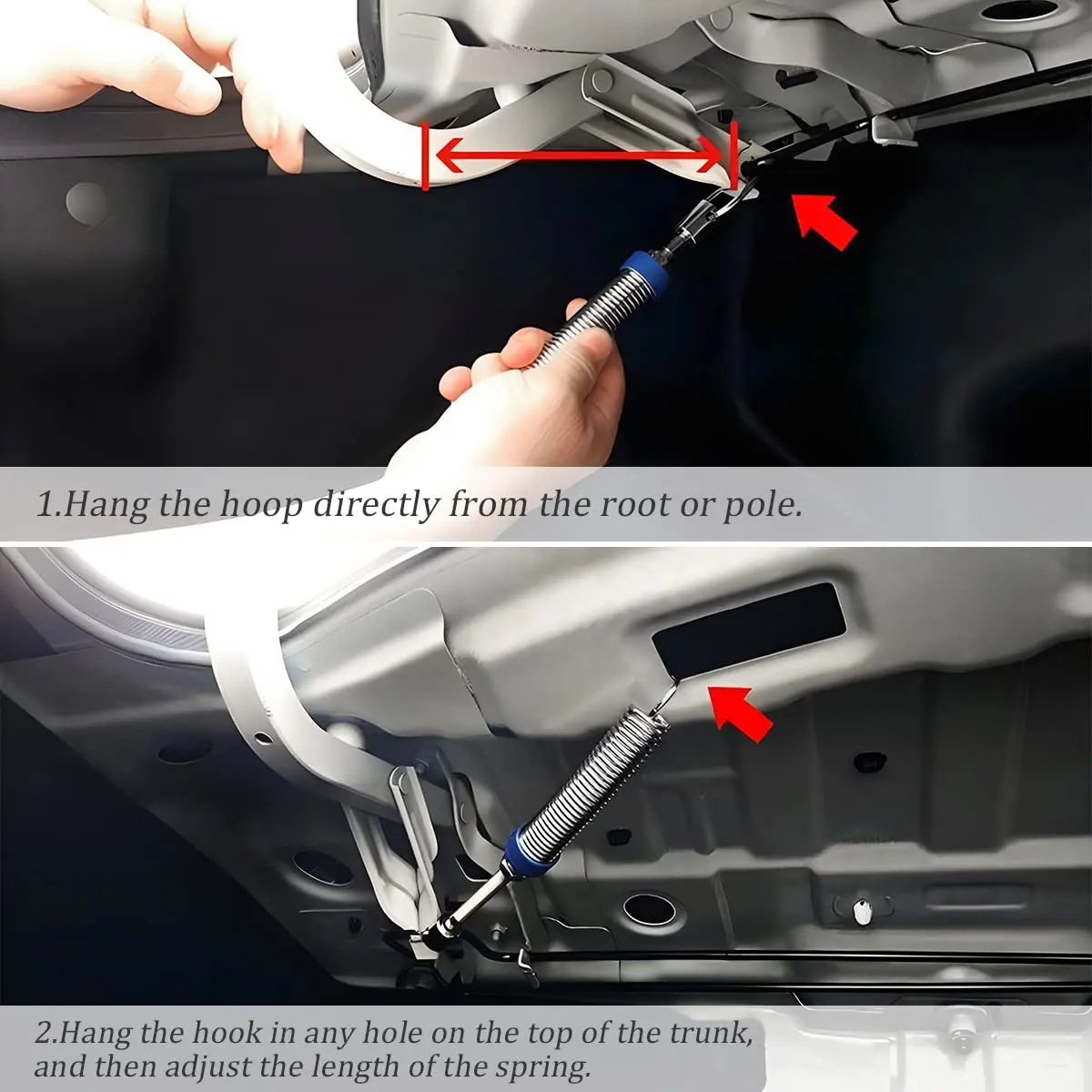 AICEL Car Trunk Lid Metal Spring 2pcs Adjustable Stainless Steel | Universal Auto Lift Support (70-120 chars) - view 3