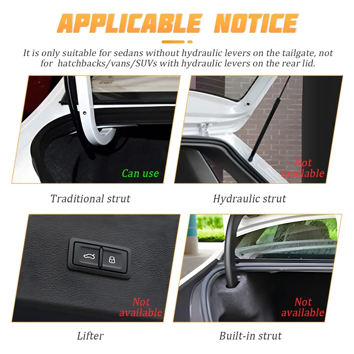 AICEL Car Trunk Lid Metal Spring 2pcs Adjustable Stainless Steel | Universal Auto Lift Support (70-120 chars) - view 4