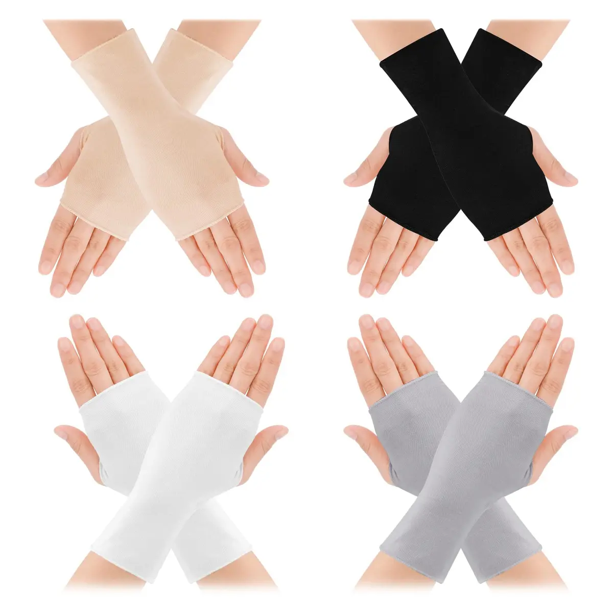 Yolev Women's UV Sun Protection Fingerless Gloves 17.5cm | Breathable Modal Cotton for Summer Outdoor Activities - main product image