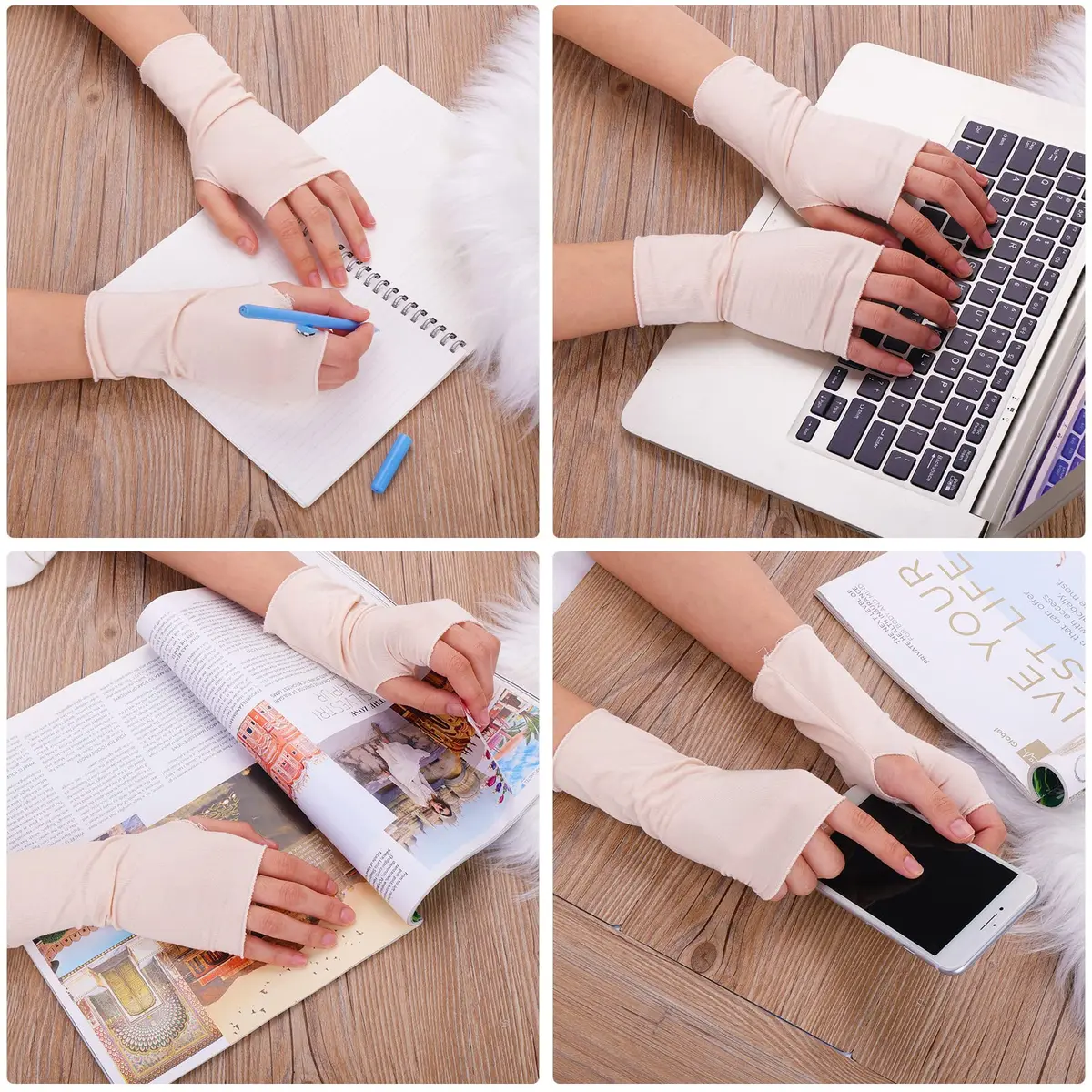 Yolev Women's UV Sun Protection Fingerless Gloves 17.5cm | Breathable Modal Cotton for Summer Outdoor Activities - view 4