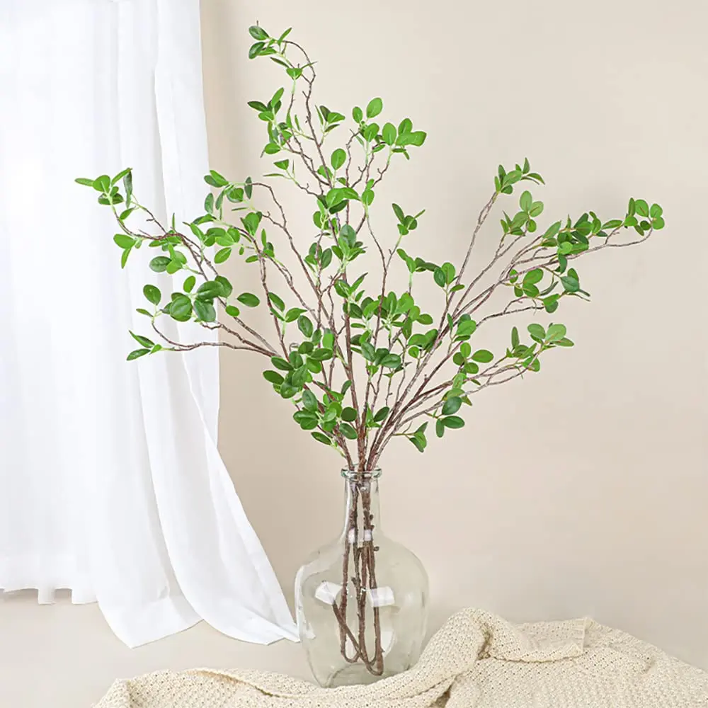 SzJias Green Artificial Plant Stems for Vase - 109.98 cm (43.3 inches) Tall - Set of 3 | Realistic Faux Silk Greenery Branches - view 7