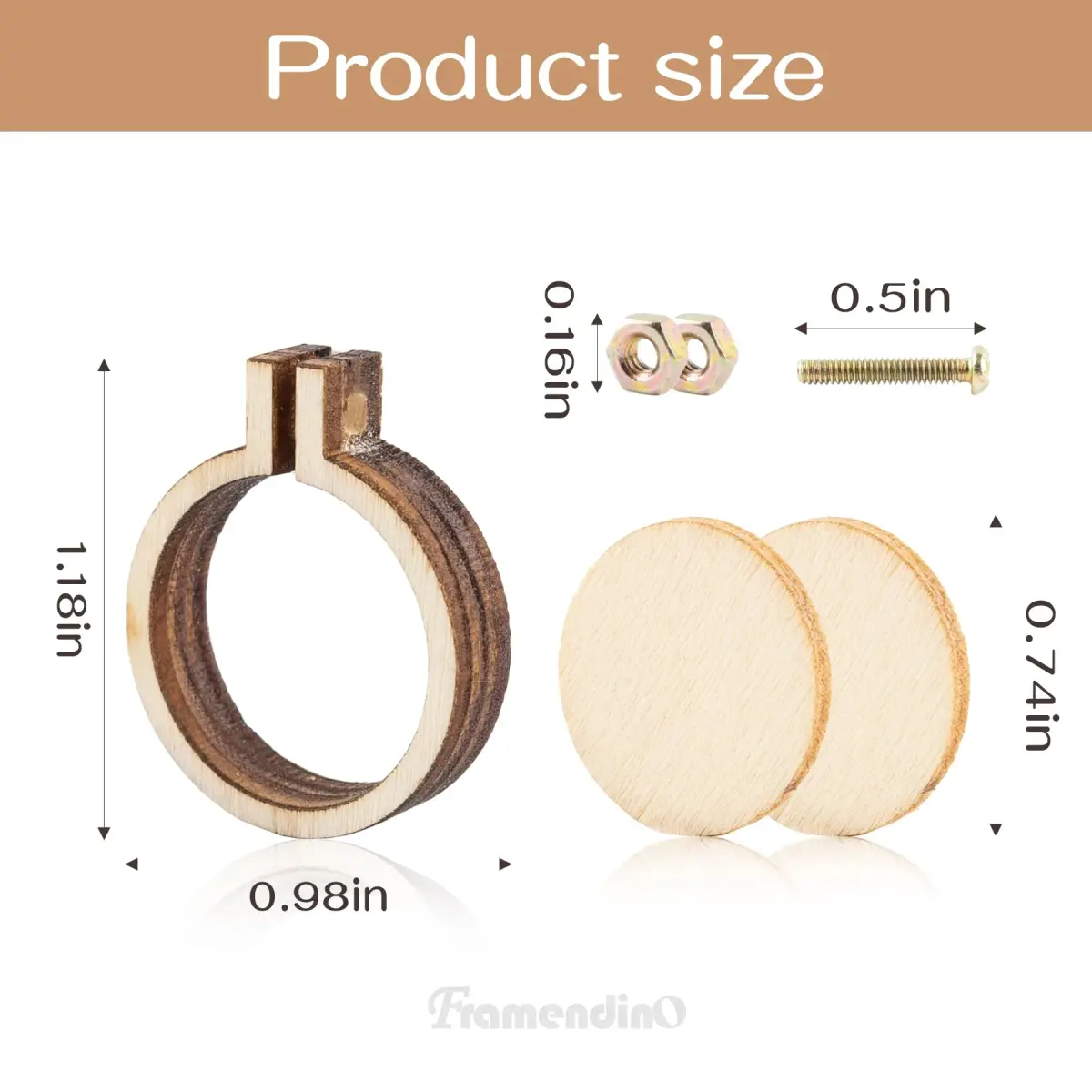 Framendino Mini Embroidery Hoops 40 Pack | Tiny Round Wood Cross Stitch Rings for Crafts & Jewelry - view 2