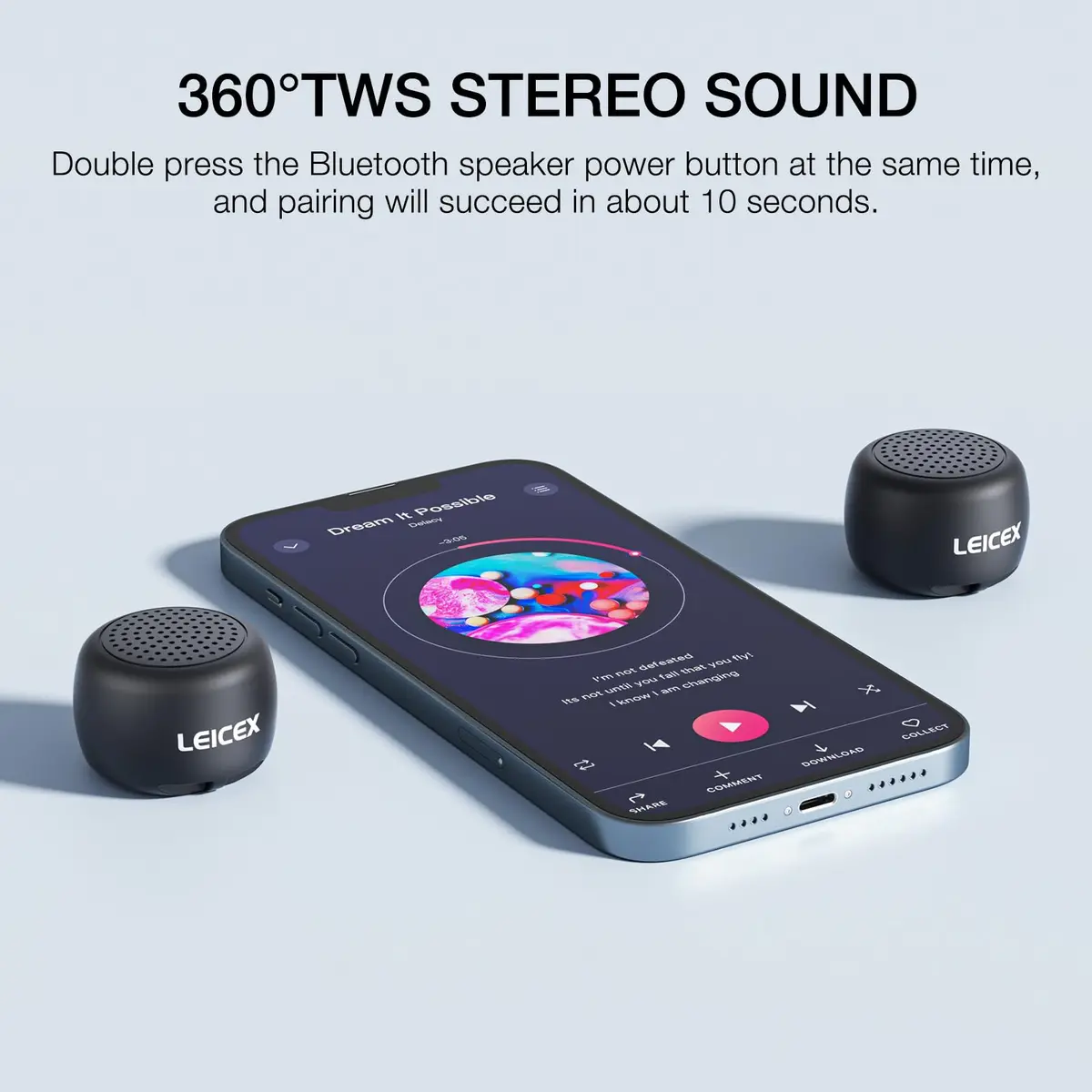 LEICEX Mini Bluetooth Speaker, Tiny Portable Bluetooth 5.0 Speaker with Lanyard | 21g (0.74 oz) - view 2
