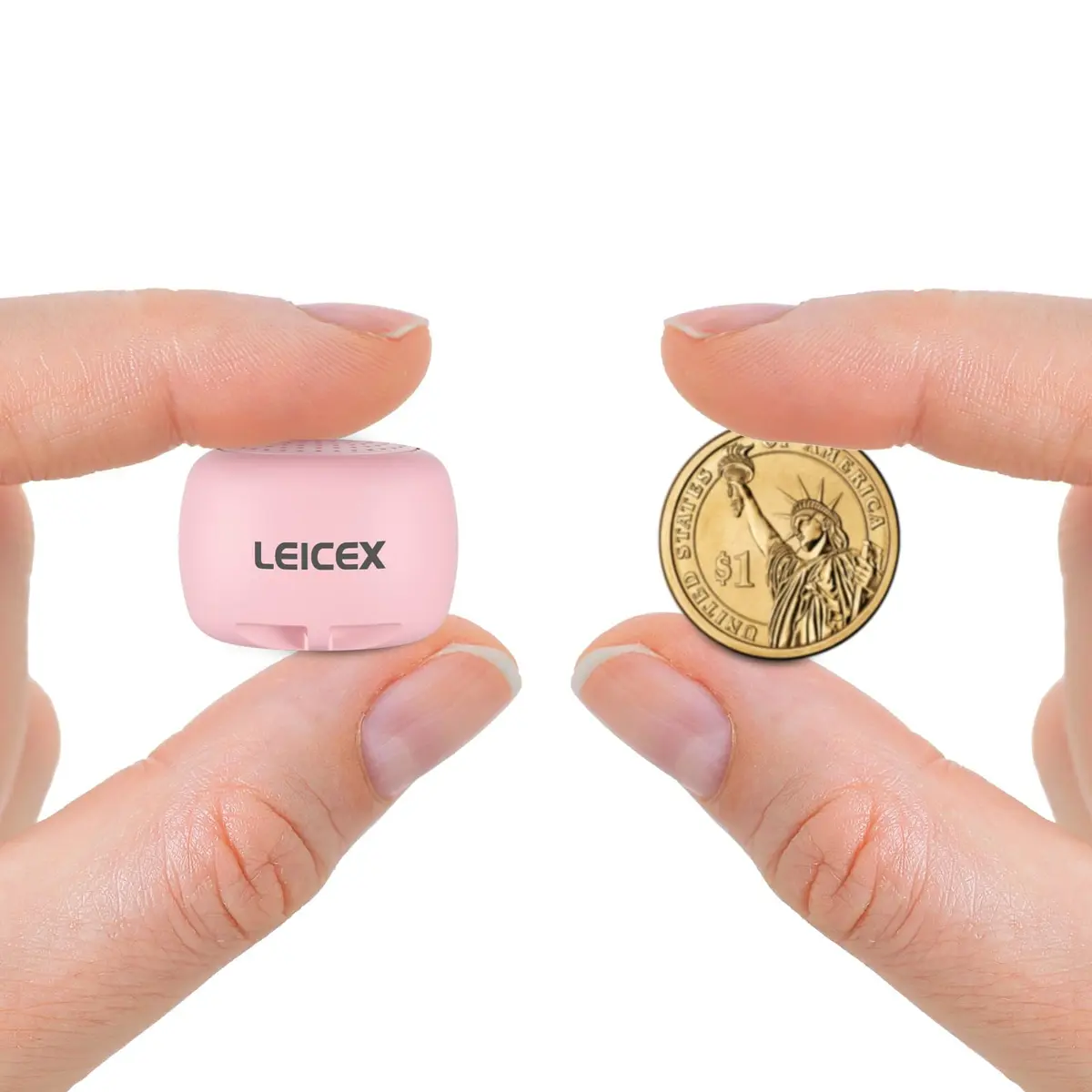 LEICEX Mini Wireless Bluetooth Speaker with Bluetooth 5.0 - Pink | Tiny 21g (0.74 oz) Portable Coin-Sized Sound - main product image