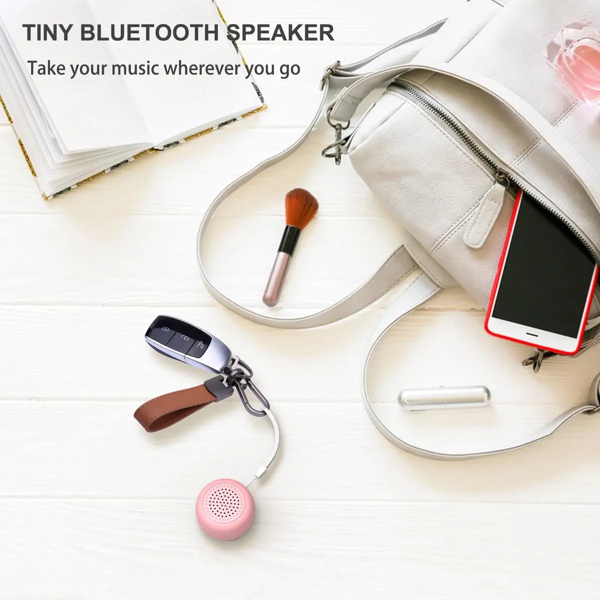 LEICEX Mini Wireless Bluetooth Speaker with Bluetooth 5.0 - Pink | Tiny 21g (0.74 oz) Portable Coin-Sized Sound - view 5