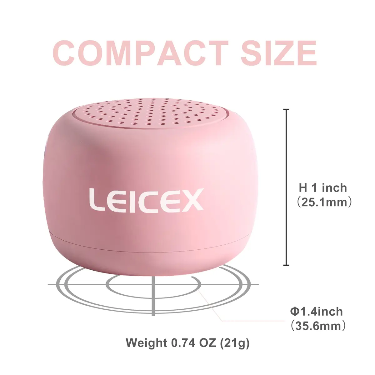 LEICEX Mini Wireless Bluetooth Speaker with Bluetooth 5.0 - Pink | Tiny 21g (0.74 oz) Portable Coin-Sized Sound - view 7