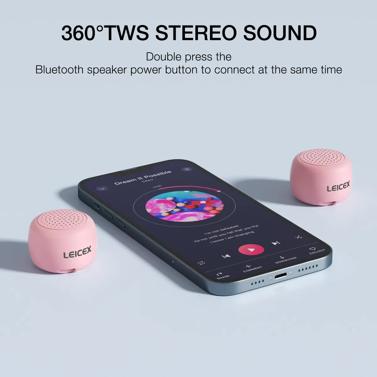 LEICEX Mini Wireless Bluetooth Speaker with Bluetooth 5.0 - Pink | Tiny 21g (0.74 oz) Portable Coin-Sized Sound - view 2