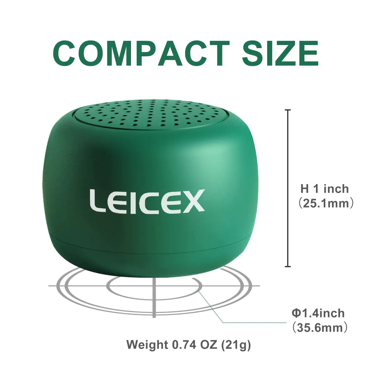 LEICEX Mini Pillow Bluetooth Speaker Green | Ultra-Portable Wireless Sound - view 7