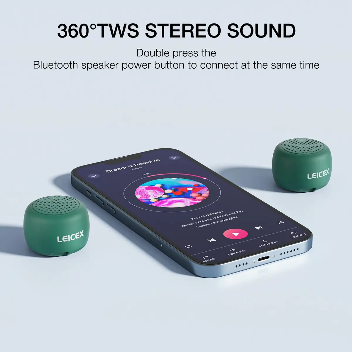 LEICEX Mini Pillow Bluetooth Speaker Green | Ultra-Portable Wireless Sound - view 2