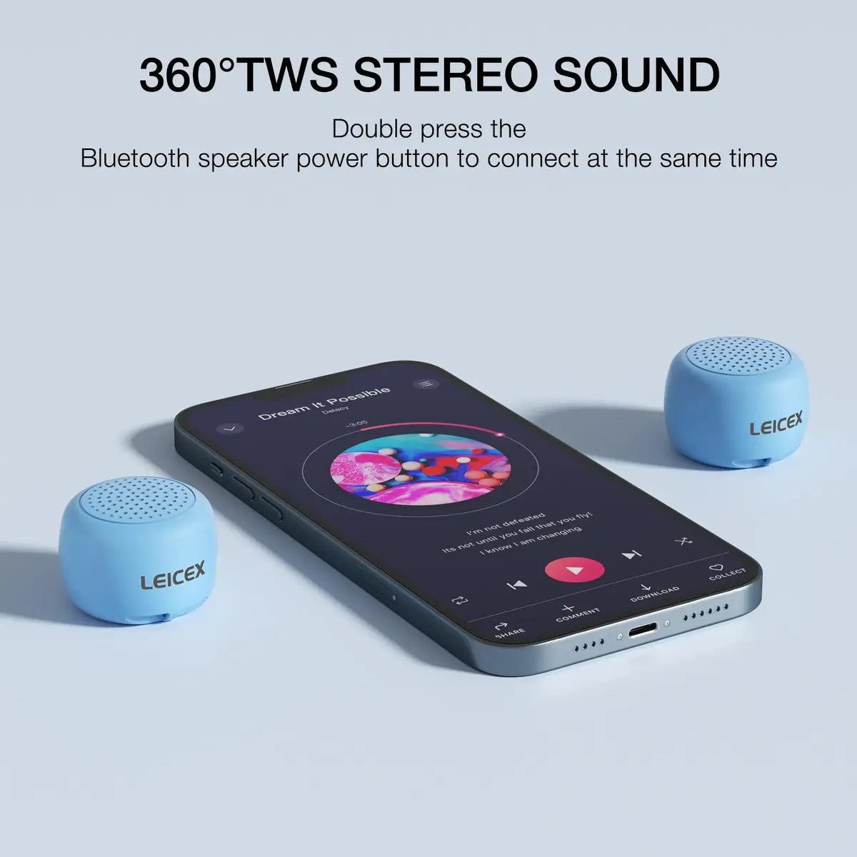LEICEX Tiny Travel Bluetooth Speaker | Ultra-Portable Mini Speaker with Lanyard & USB-C, 4-Hour Playtime - view 2