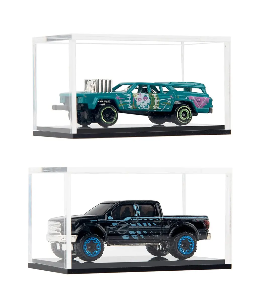 Qinry Clear Acrylic Hot Wheels Display Case 2 Pack | UV Protect Storage for 1/64 Scale Toy Cars - main product image
