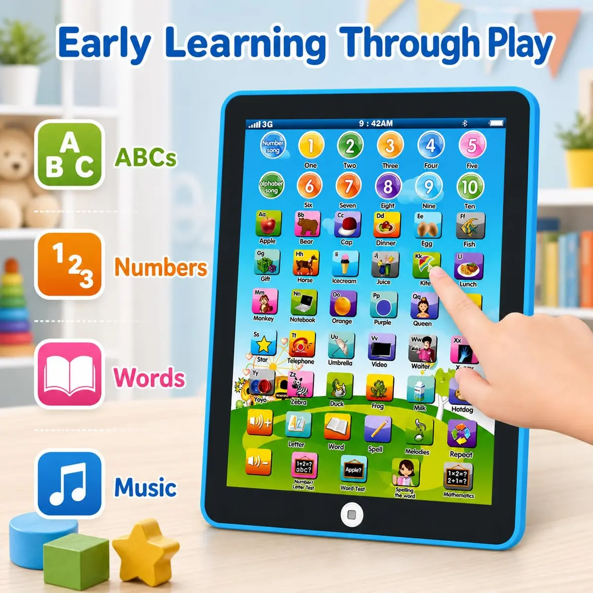 STOULKD Toddler Learning Tablet for Ages 2-4 | Screen-Free ABC Numbers Words Music - view 2