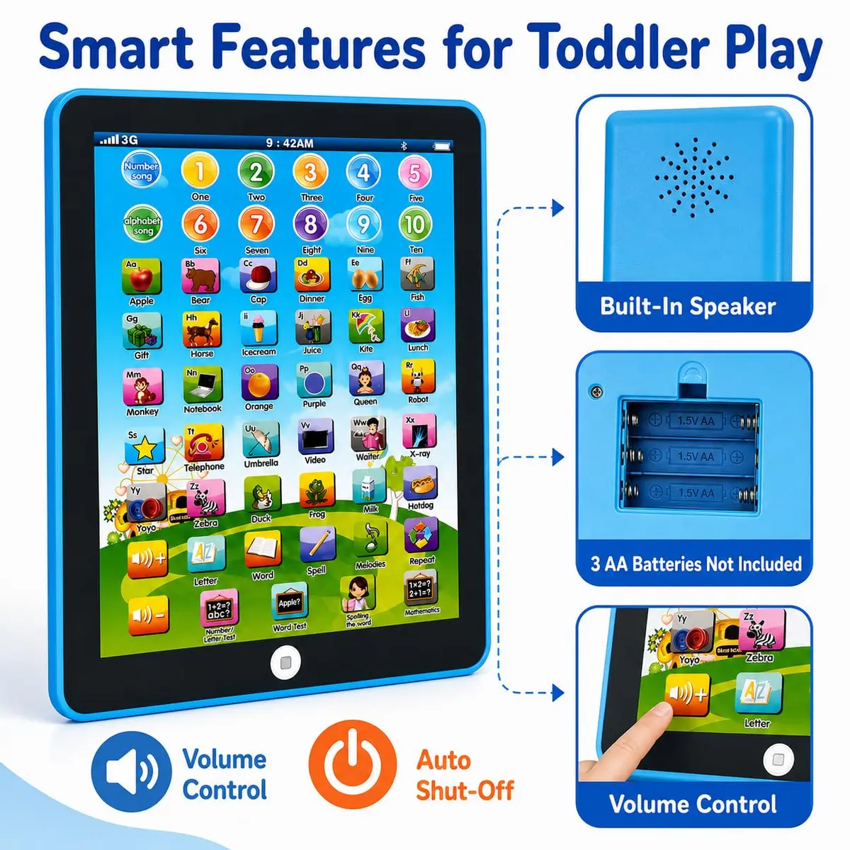 STOULKD Toddler Learning Tablet for Ages 2-4 | Screen-Free ABC Numbers Words Music - view 4