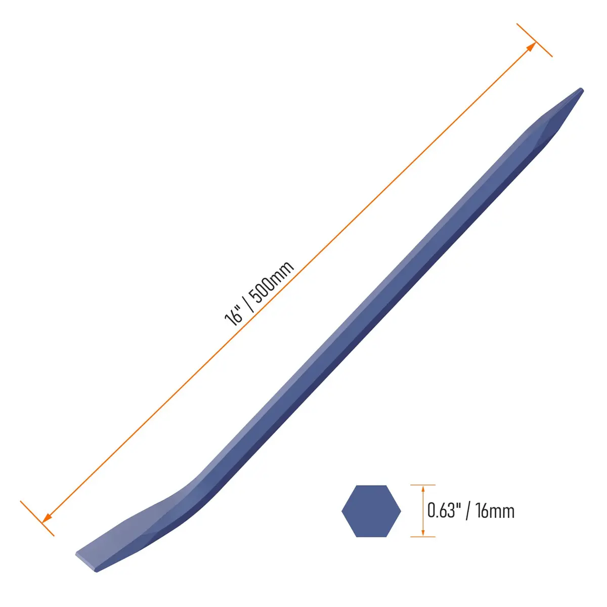FOCMKEAS Hexagonal Connecting Bar Sleever Line-Up Bar 20" (500mm) Steel Crowbar for Prying and Aligning with Chisel End, Mn Steel - view 2