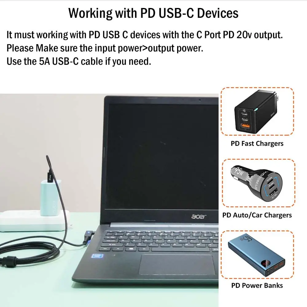 Tpenod USB C to Slim Tip Charging Cable 1.6m | Nylon Braided Travel & Office Use - view 2