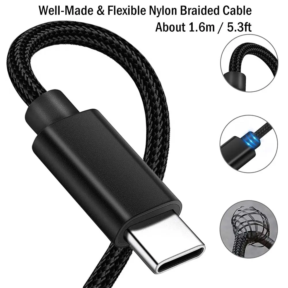 Tpenod USB C to Slim Tip Charging Cable 1.6m | Nylon Braided Travel & Office Use - view 4