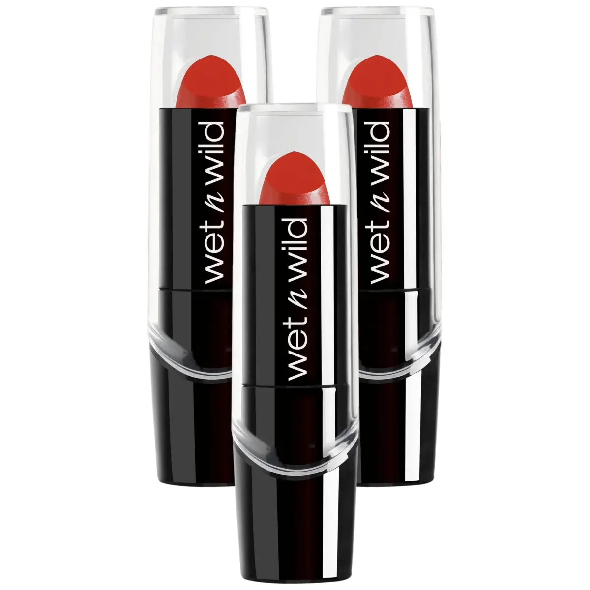 wet n wild Silk Finish Lipstick in Cherry Frost Red - Hydrating & Buildable Lip Color (Pack of 3) - main product image