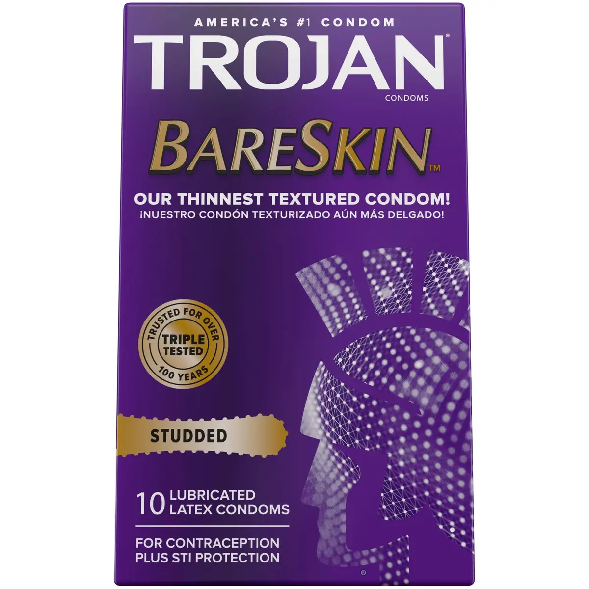 Trojan Studded Bareskin Lubricated Condoms - 10 Count (Pack of 3) | Ultra Thin, Studded for Sensation - view 7