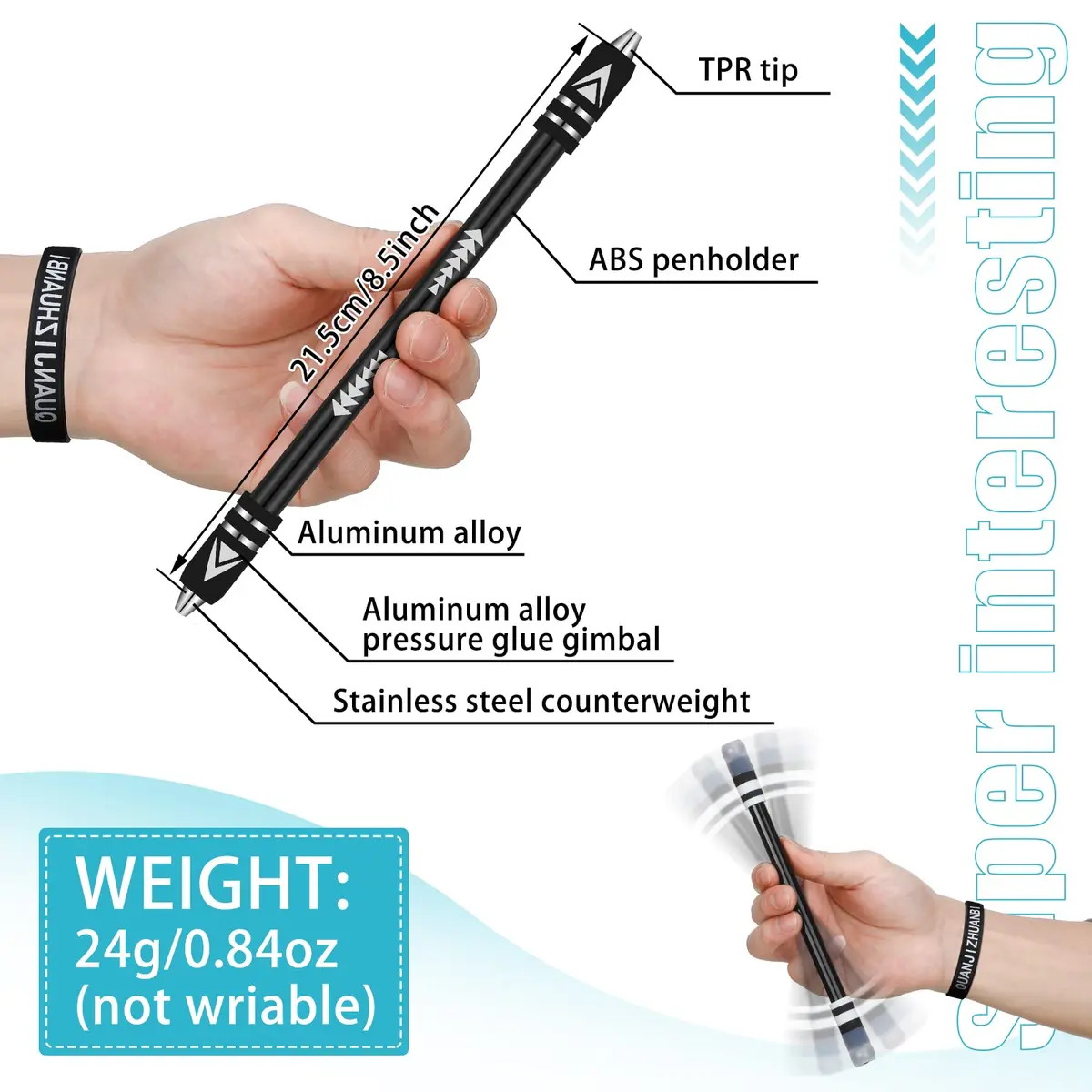 Geyee Spinning Pen with Silicone Bracelet Set | 21.5 cm (8.5 inches) Length, 4 Pens + 8 Bracelets - view 2
