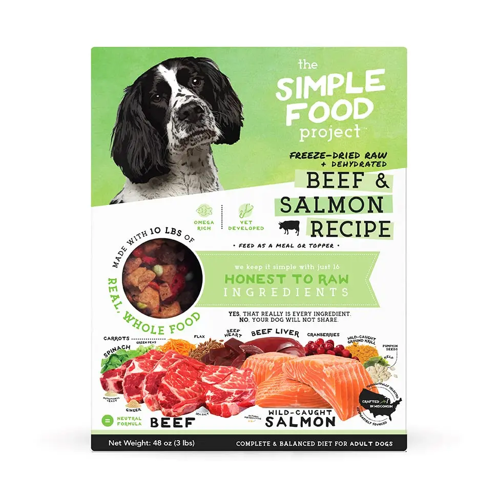 Simple Food Project - Beef & Salmon Recipe - Freeze Dried Raw Food for Dogs - 48oz | High-Quality, USA Sourced - main product image