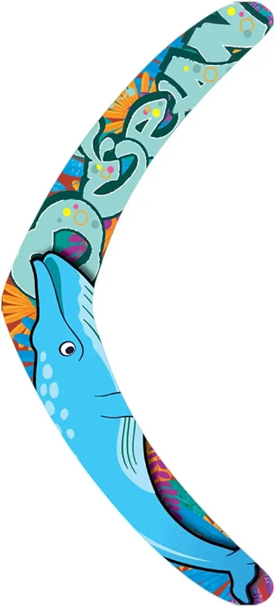 Inborntrait V-Shaped Boomerang for Kids and Adults | Blue-Dolphin Pattern, Foam Material - main product image