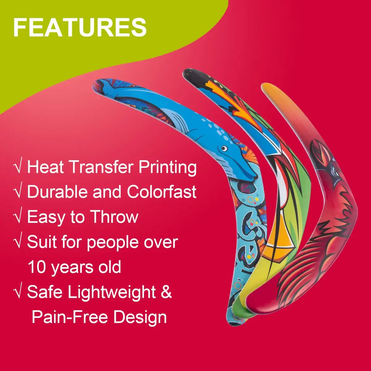 Inborntrait V-Shaped Boomerang for Kids and Adults | Blue-Dolphin Pattern, Foam Material - view 3