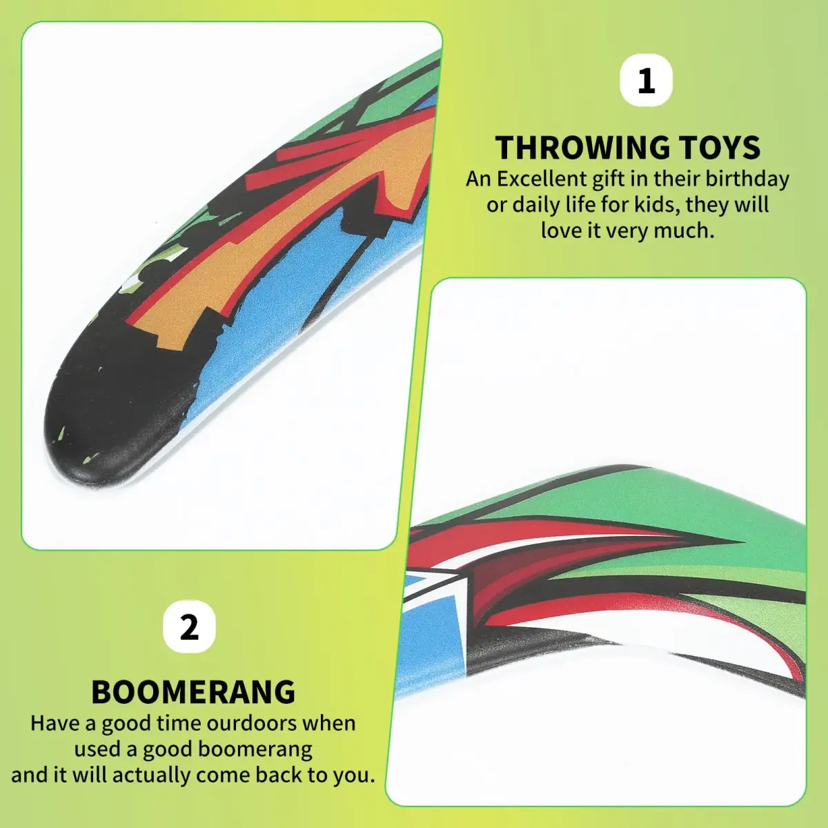 Inborntrait V-Shaped Boomerang for Kids & Adults, Soft Foam Returning Boomerang | Green-Arrow Style for Outdoor Fun - view 3