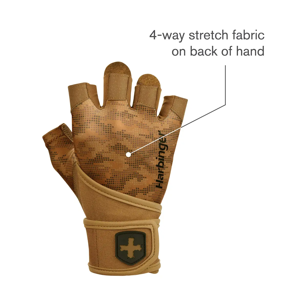 Harbinger Pro Wristwrap Gloves 2.0 Men's Tan Camo X-Large | Weightlifting Gloves with Wrist Support - view 5