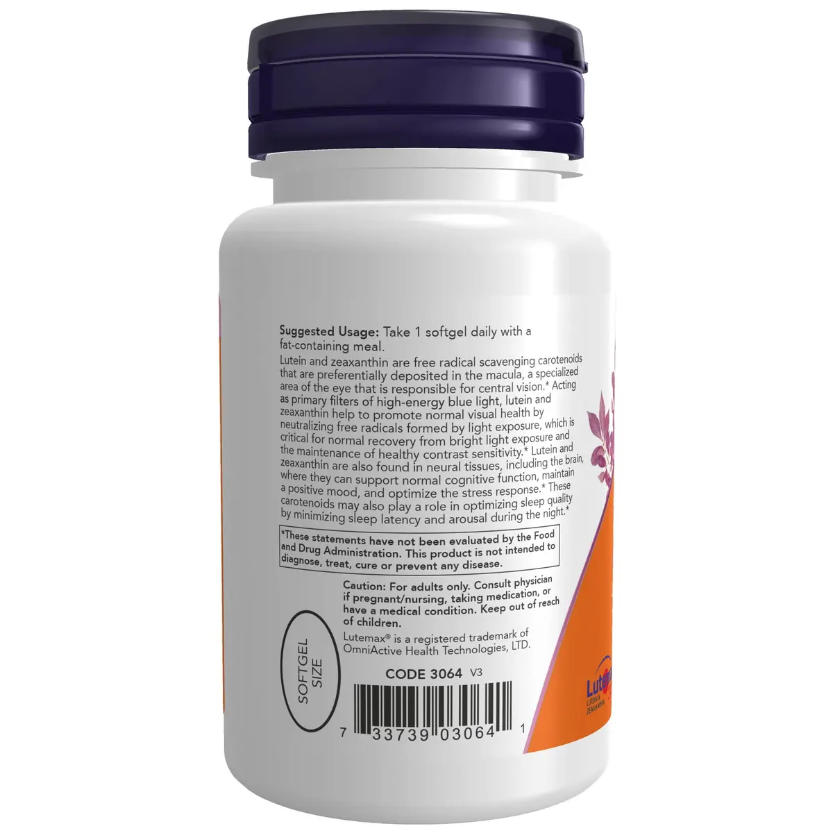 NOW Foods Lutein & Zeaxanthin 25 mg 5 mg Softgels | Eye Health Support with Blue Light Protection - view 3