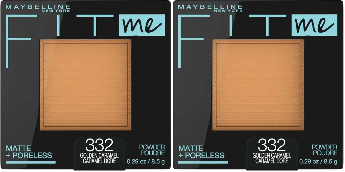 Maybelline Fit Me Matte + Poreless Pressed Face Powder Makeup Golden Caramel 18g (0.63 Oz Pack of 2) | Shine Control for Normal to Oily Skin - main product image