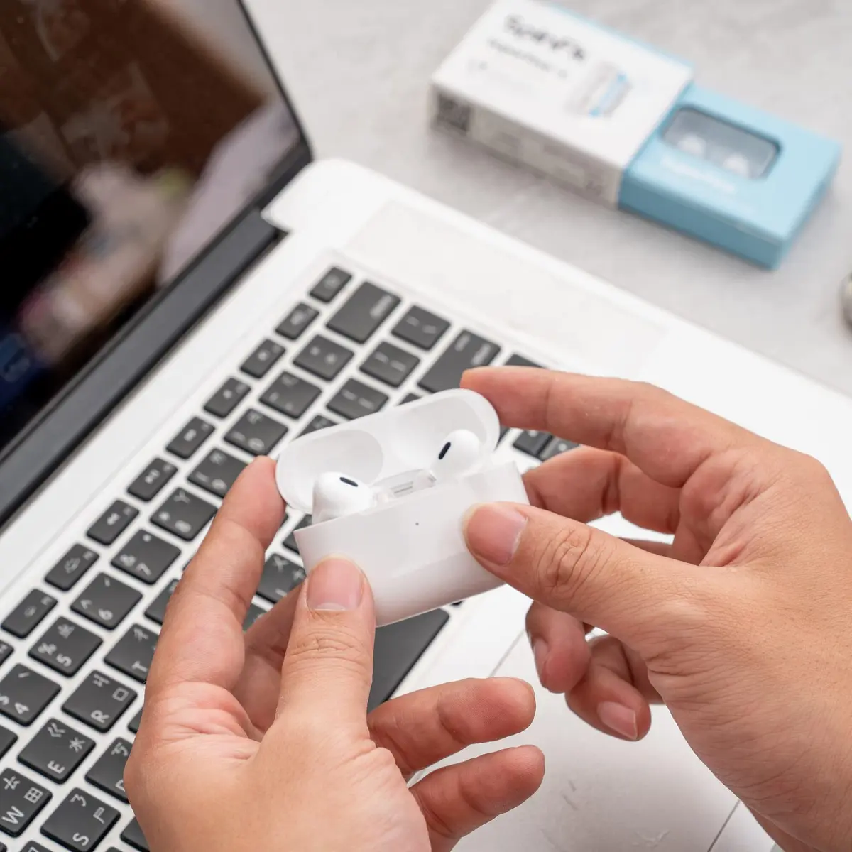 SpinFit SuperFine for AirPods Pro Gen 1 & 2 - M - Medical Grade Silicone Patented Replacement Ear Tips and Adapters for Supreme Comfort (one Pair)(Ear Tips Installed) - view 6