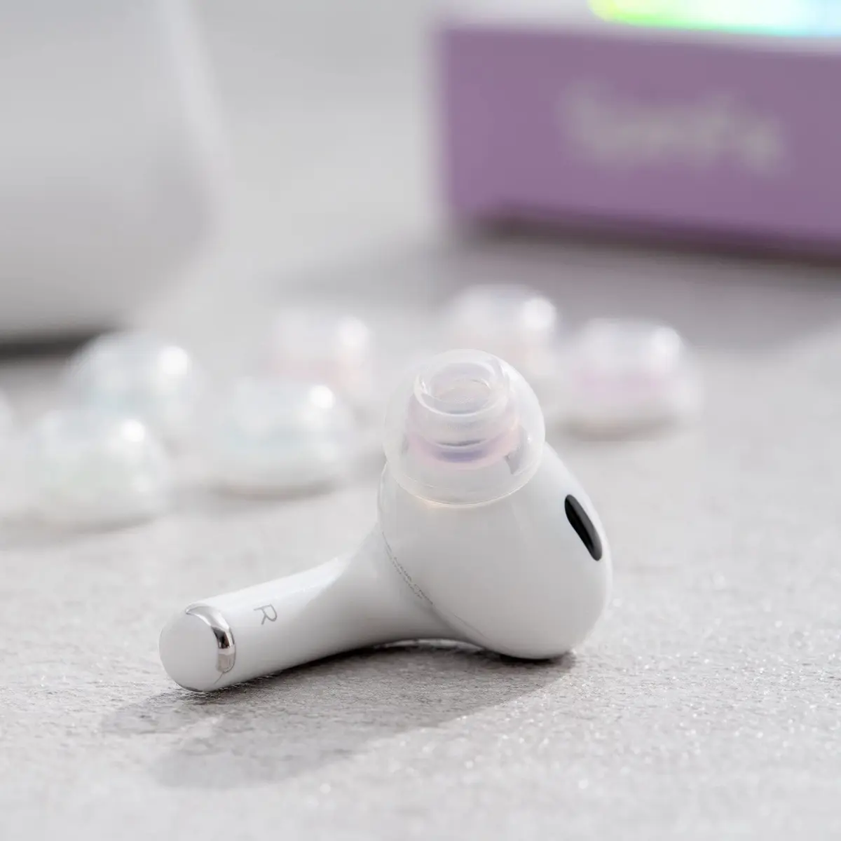 SpinFit SuperFine for AirPods Pro Gen 1 & 2 - M - Medical Grade Silicone Patented Replacement Ear Tips and Adapters for Supreme Comfort (one Pair)(Ear Tips Installed) - view 7