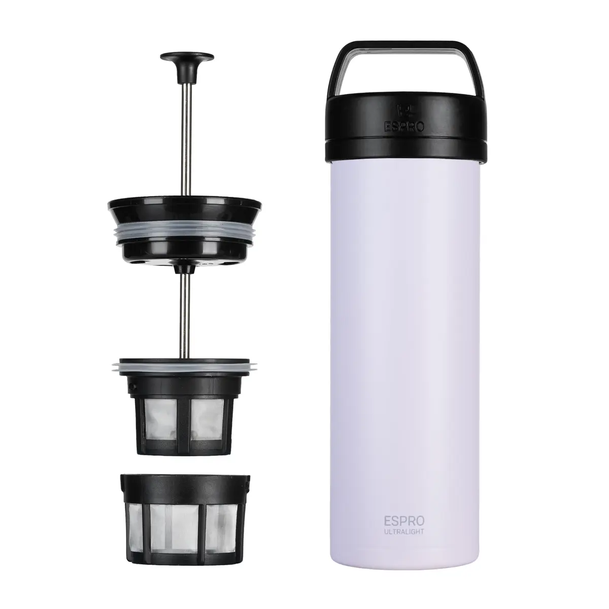 ESPRO P0 Ultralight French Press Coffee Maker for Travel | Vacuum Insulated Stainless Steel, 16 oz, Light Pink - main product image