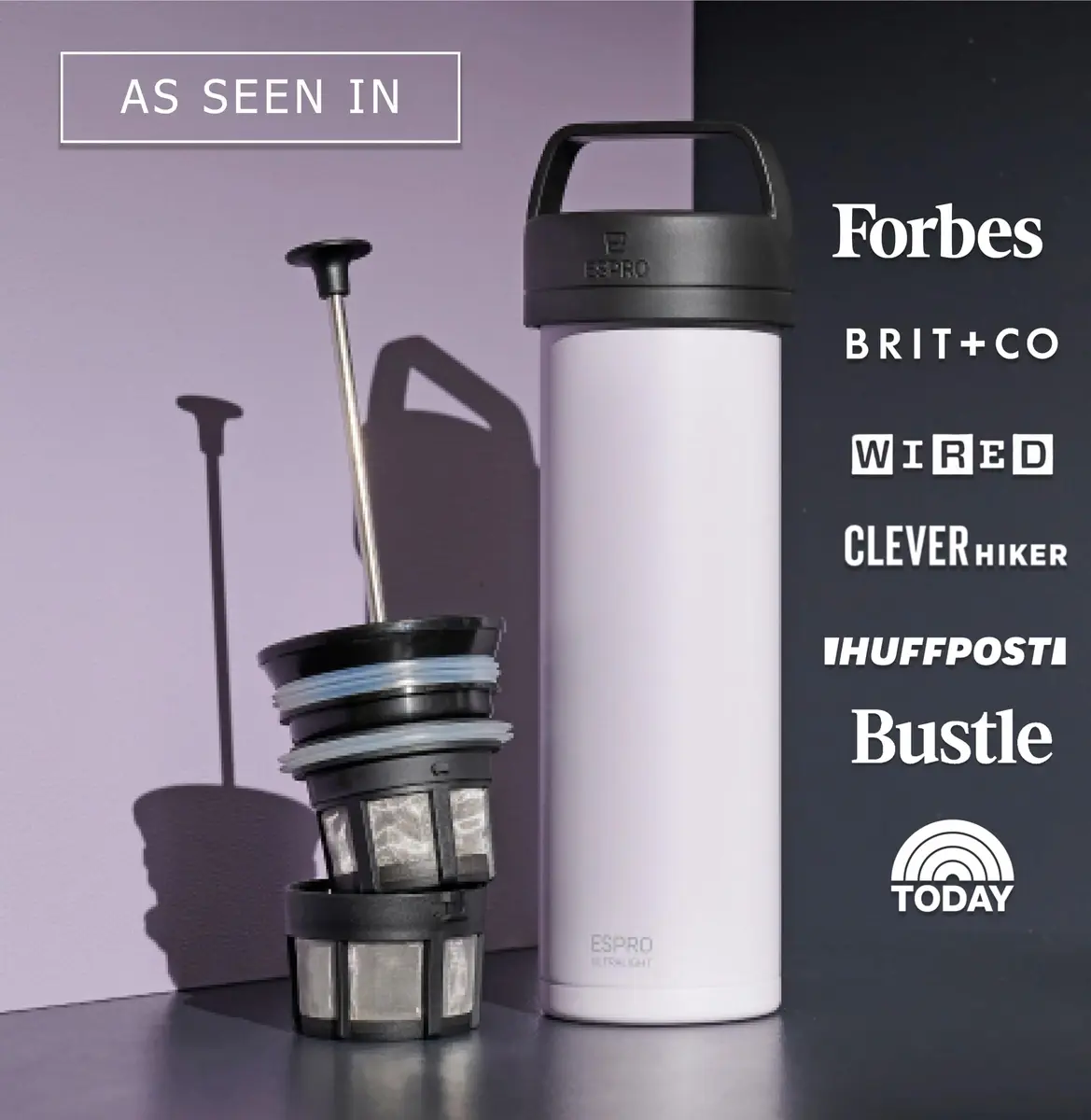 ESPRO P0 Ultralight French Press Coffee Maker for Travel | Vacuum Insulated Stainless Steel, 16 oz, Light Pink - view 7