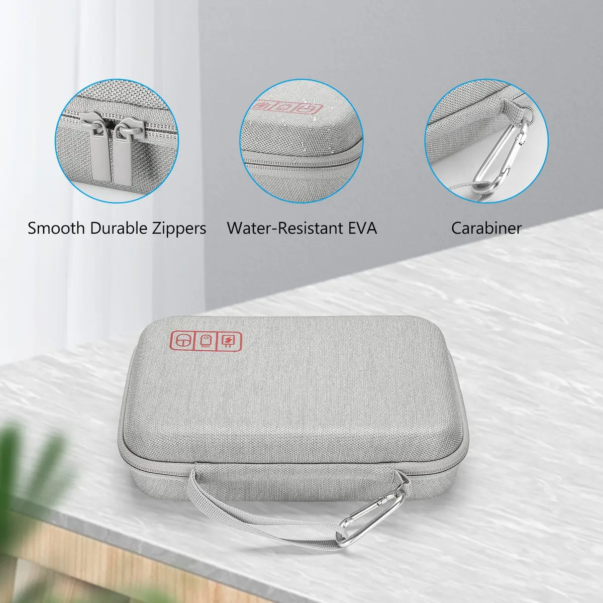 ProCase Hard Travel Electronic Organizer Case for MacBook Power Adapter Chargers Cables Power Bank Apple Magic Mouse Apple Pencil USB Flash Disk SD Card Small Portable Accessories Bag -Grey, L | Tech Gear Storage Solution - view 8