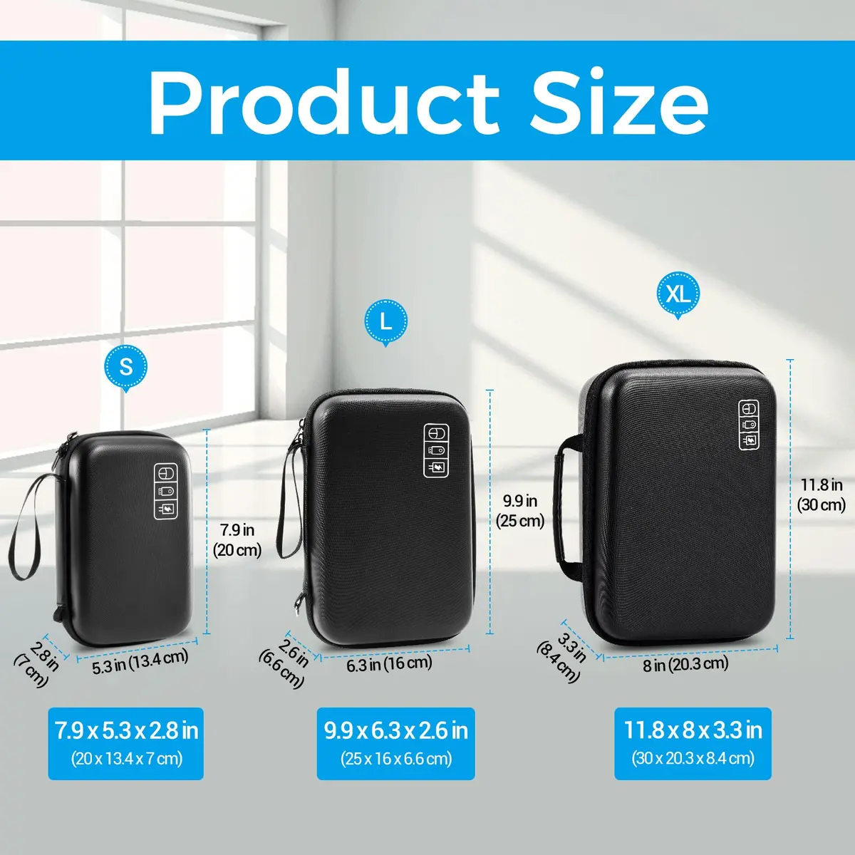 ProCase Hard Travel Electronic Organizer Case for MacBook Power Adapter Chargers Cables Power Bank Apple Magic Mouse Apple Pencil USB Flash Disk SD Card Small Portable Accessories Bag -Grey, L | Tech Gear Storage Solution - view 2